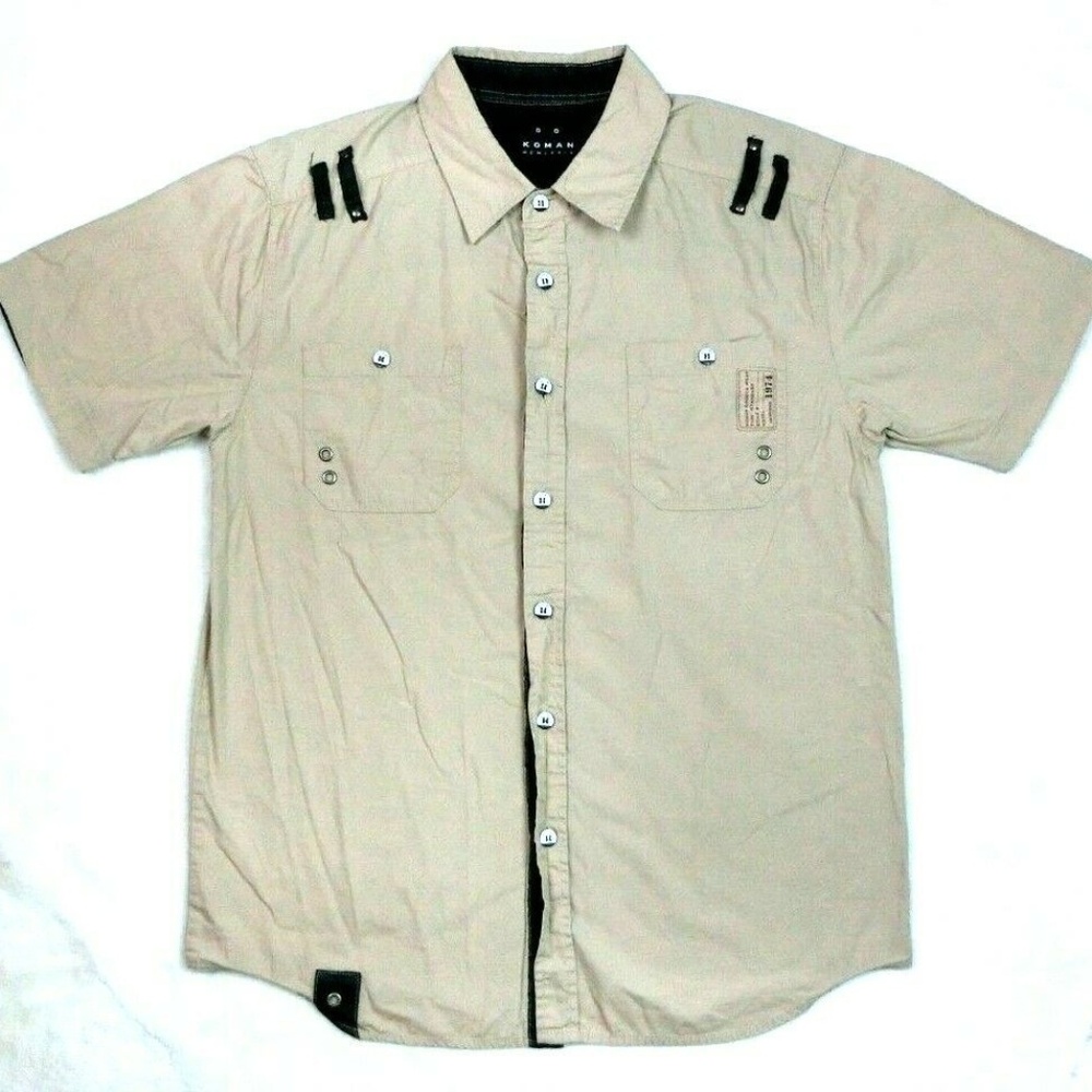 Koman Sportswear Men's  Short Sleeve Button Shirt